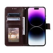 For iPhone 16 Plus Totem Flower Embossed Leather Phone Case(Brown)