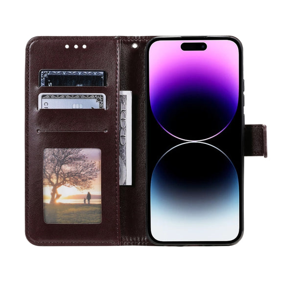 For iPhone 16 Plus Totem Flower Embossed Leather Phone Case(Brown)
