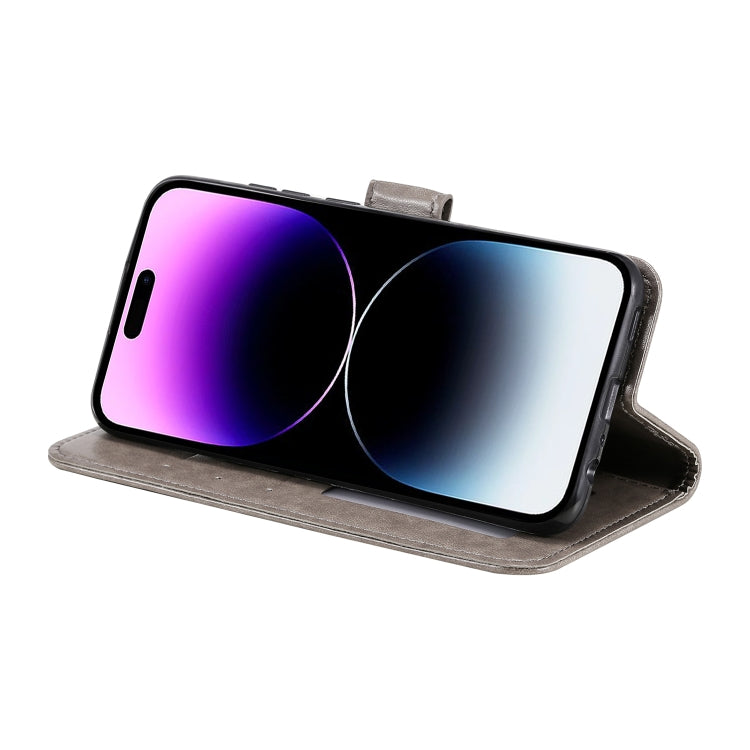 For iPhone 16 Totem Flower Embossed Leather Phone Case(Grey) - iPhone 16 Cases by PMC TechLife | Online Shopping South Africa | PMC TechLife | Buy Now Pay Later Mobicred