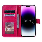 For iPhone 16 Totem Flower Embossed Leather Phone Case(Red)