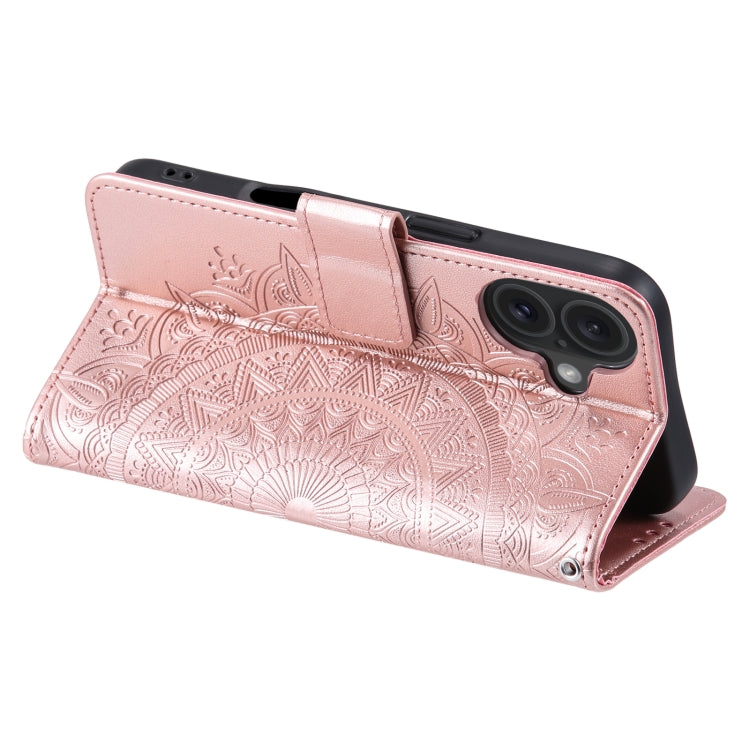 For iPhone 16 Totem Flower Embossed Leather Phone Case(Rose Gold) - iPhone 16 Cases by PMC TechLife | Online Shopping South Africa | PMC TechLife | Buy Now Pay Later Mobicred
