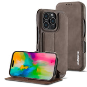 For iPhone 16 Pro Max LC.IMEEKE Hon Ancient Series Flip Leather Phone Case(Coffee)