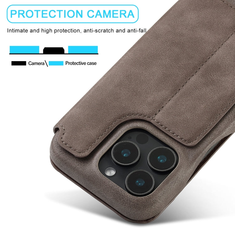 For iPhone 16 Pro Max LC.IMEEKE Hon Ancient Series Flip Leather Phone Case(Coffee)