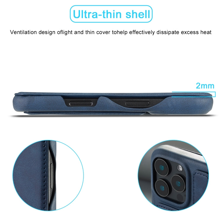 For iPhone 16 Pro Max LC.IMEEKE Hon Ancient Series Flip Leather Phone Case(Blue)
