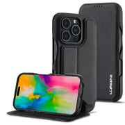 For iPhone 16 Pro LC.IMEEKE Hon Ancient Series Flip Leather Phone Case(Black)