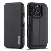 For iPhone 16 Pro LC.IMEEKE Hon Ancient Series Flip Leather Phone Case(Black)