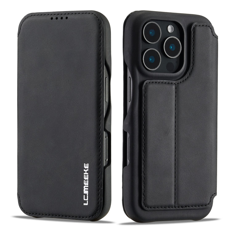 For iPhone 16 Pro LC.IMEEKE Hon Ancient Series Flip Leather Phone Case(Black)