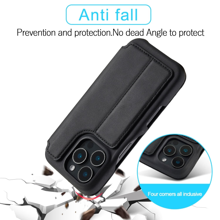 For iPhone 16 Pro LC.IMEEKE Hon Ancient Series Flip Leather Phone Case(Black)