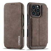 For iPhone 16 Pro LC.IMEEKE Hon Ancient Series Flip Leather Phone Case(Coffee)