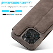 For iPhone 16 Pro LC.IMEEKE Hon Ancient Series Flip Leather Phone Case(Coffee)