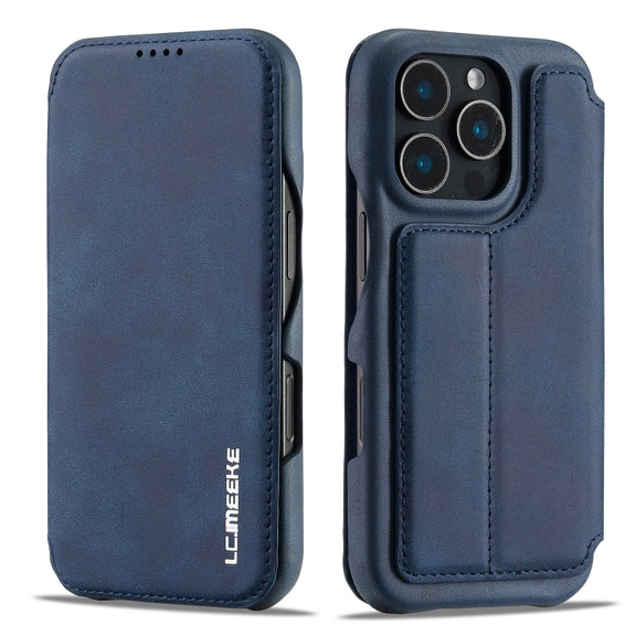 For iPhone 16 Pro LC.IMEEKE Hon Ancient Series Flip Leather Phone Case(Blue)