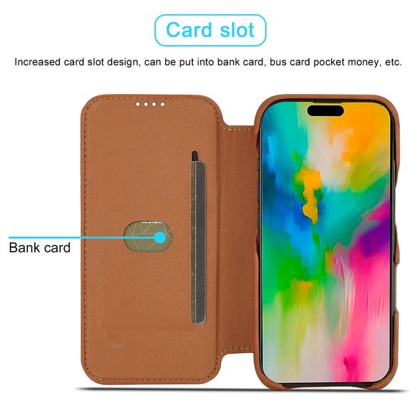 For iPhone 16 Pro LC.IMEEKE Hon Ancient Series Flip Leather Phone Case(Brown)