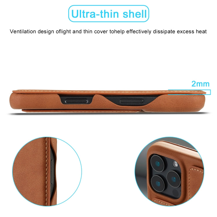 For iPhone 16 Pro LC.IMEEKE Hon Ancient Series Flip Leather Phone Case(Brown)