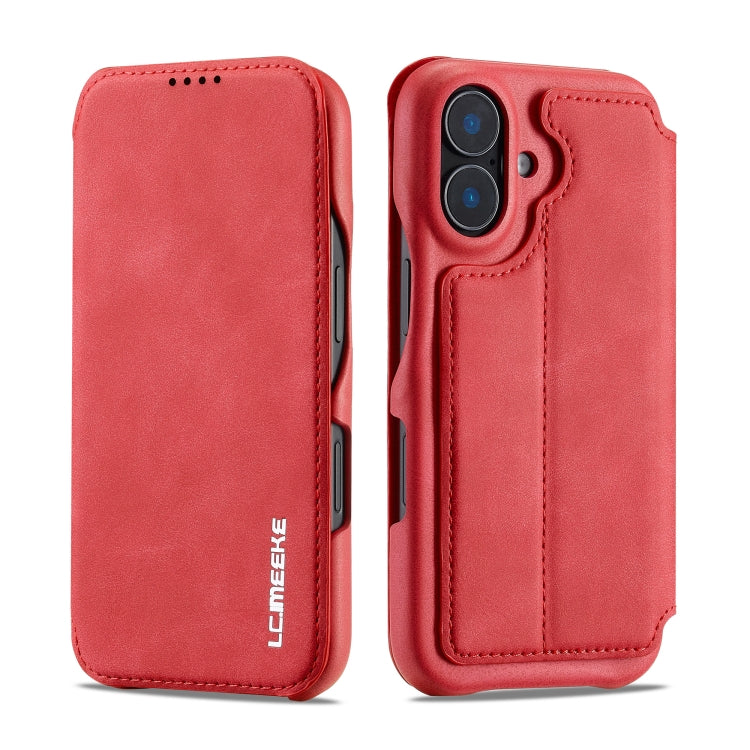 For iPhone 16 Plus LC.IMEEKE Hon Ancient Series Flip Leather Phone Case(Red) - free shipping - PMC Jewellery - Order now!