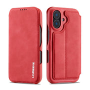 For iPhone 16 Plus LC.IMEEKE Hon Ancient Series Flip Leather Phone Case(Red)