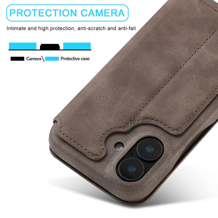 For iPhone 16 LC.IMEEKE Hon Ancient Series Flip Leather Phone Case(Coffee)