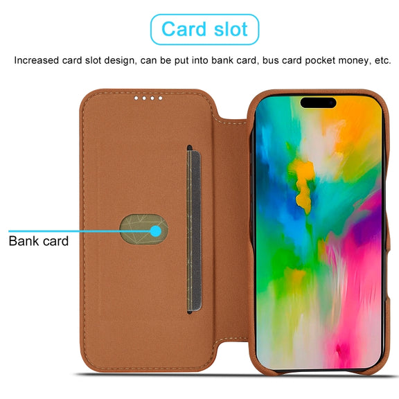 For iPhone 16 LC.IMEEKE Hon Ancient Series Flip Leather Phone Case(Brown)