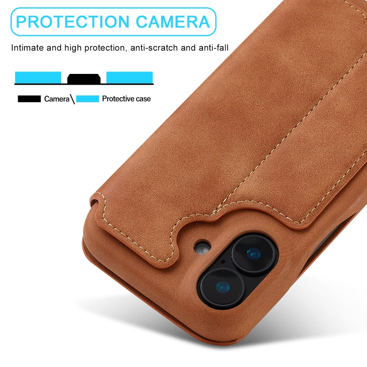 For iPhone 16 LC.IMEEKE Hon Ancient Series Flip Leather Phone Case(Brown)