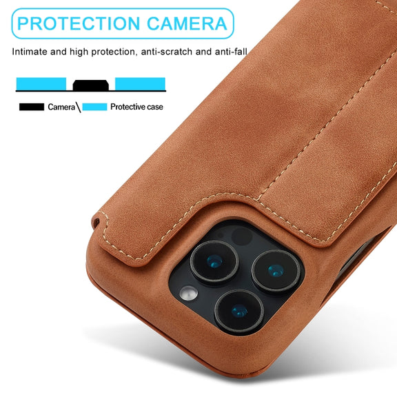 For iPhone 15 Pro Max LC.IMEEKE Hon Ancient Series Flip Leather Phone Case(Brown)