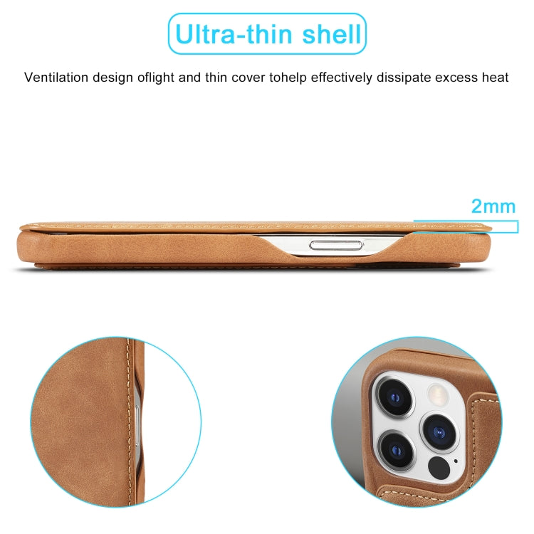 For iPhone 15 Pro Max LC.IMEEKE Hon Ancient Series Flip Leather Phone Case(Brown)