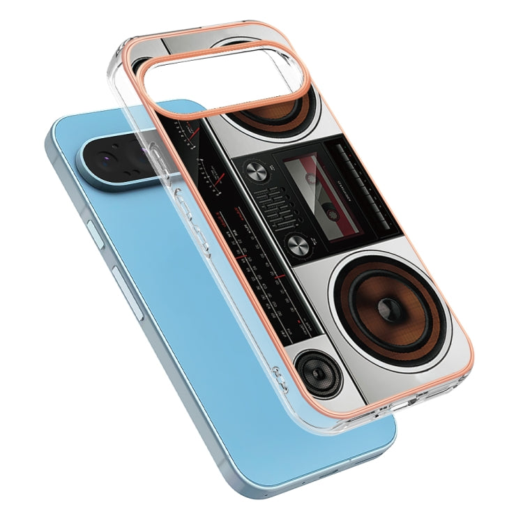 For Google Pixel 9 / 9 Pro Electroplating Dual-side IMD Phone Case(Retro Radio) - Google Cases by PMC TechLife | Online Shopping South Africa | PMC TechLife | Buy Now Pay Later Mobicred