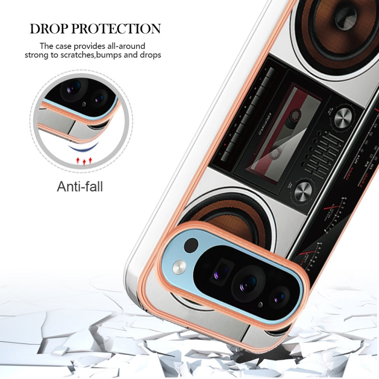 For Google Pixel 9 / 9 Pro Electroplating Dual-side IMD Phone Case(Retro Radio) - Google Cases by PMC TechLife | Online Shopping South Africa | PMC TechLife | Buy Now Pay Later Mobicred