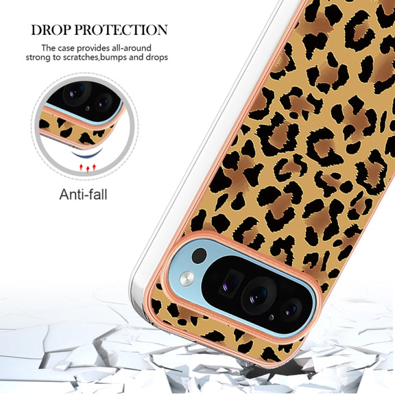 For Google Pixel 9 Pro XL Electroplating Dual-side IMD Phone Case(Leopard Print)