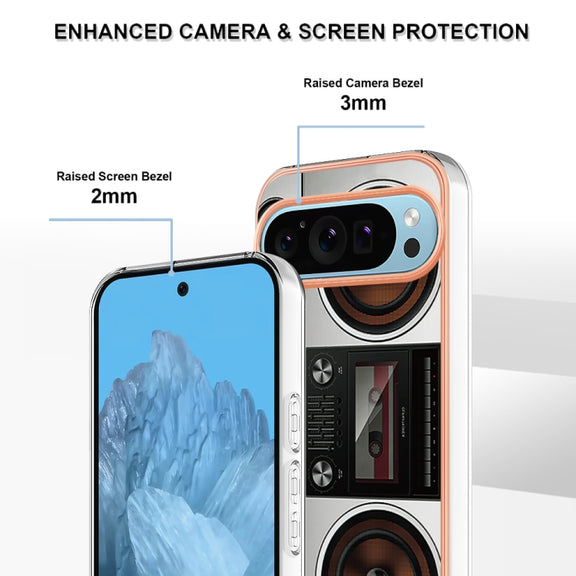 For Google Pixel 9 Pro XL Electroplating Dual-side IMD Phone Case(Retro Radio)
