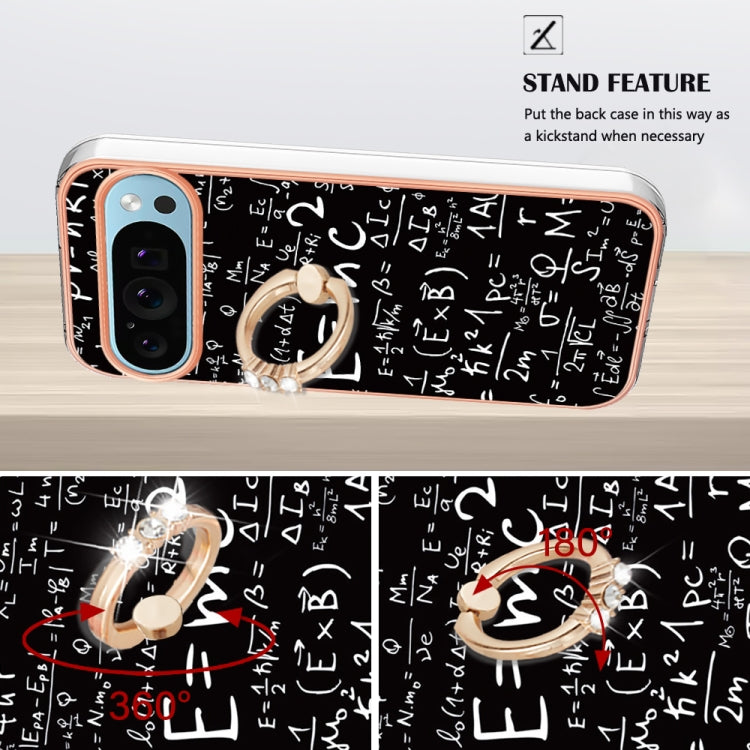 For Google Pixel 9 Pro XL Electroplating Dual-side IMD Phone Case with Ring Holder(Equation)
