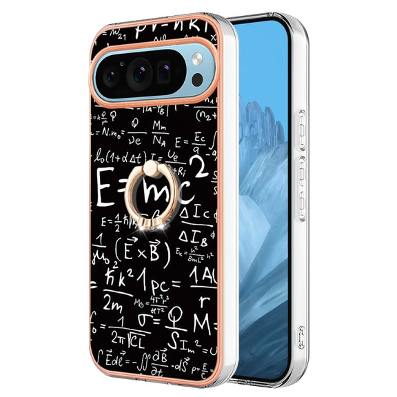 For Google Pixel 9 Pro XL Electroplating Dual-side IMD Phone Case with Ring Holder(Equation)
