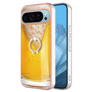 For Google Pixel 9 Pro XL Electroplating Dual-side IMD Phone Case with Ring Holder(Draft Beer)