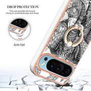 For Google Pixel 9 / 9 Pro Electroplating Dual-side IMD Phone Case with Ring Holder(Totem Elephant)