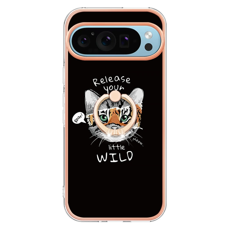 For Google Pixel 9 / 9 Pro Electroplating Dual-side IMD Phone Case with Ring Holder(Natural Growth) - Google Cases by PMC TechLife | Online Shopping South Africa | PMC TechLife | Buy Now Pay Later Mobicred