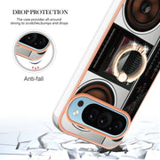 For Google Pixel 9 / 9 Pro Electroplating Dual-side IMD Phone Case with Ring Holder(Retro Radio)