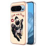 For Google Pixel 9 / 9 Pro Electroplating Dual-side IMD Phone Case with Ring Holder(Lucky Dog)