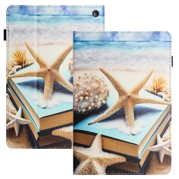 For Amazon Kindle Fire HD 8 2020 2022 Sewing Litchi Texture Smart Leather Tablet Case(Starfish)