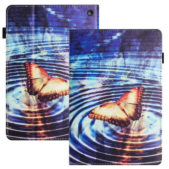For Amazon Kindle Fire HD 8 2020 2022 Sewing Litchi Texture Smart Leather Tablet Case(Butterfly)
