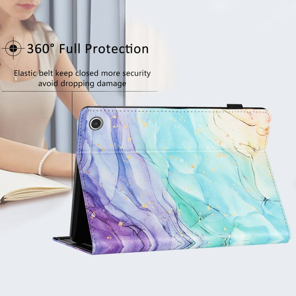 For Amazon Kindle Fire HD 10 2021 Sewing Litchi Texture Smart Leather Tablet Case(Oil Painting)