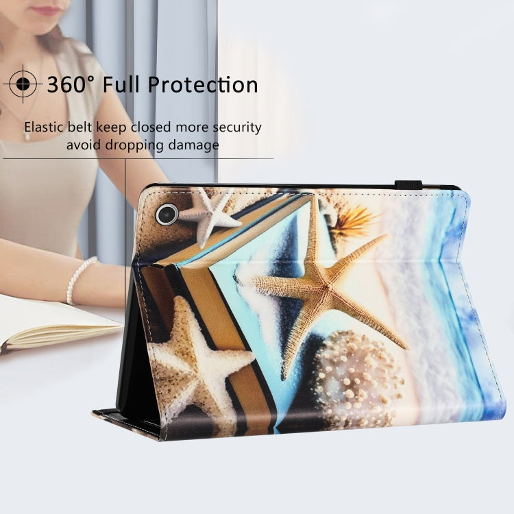 For Amazon Kindle Fire HD 10 2021 Sewing Litchi Texture Smart Leather Tablet Case(Starfish)
