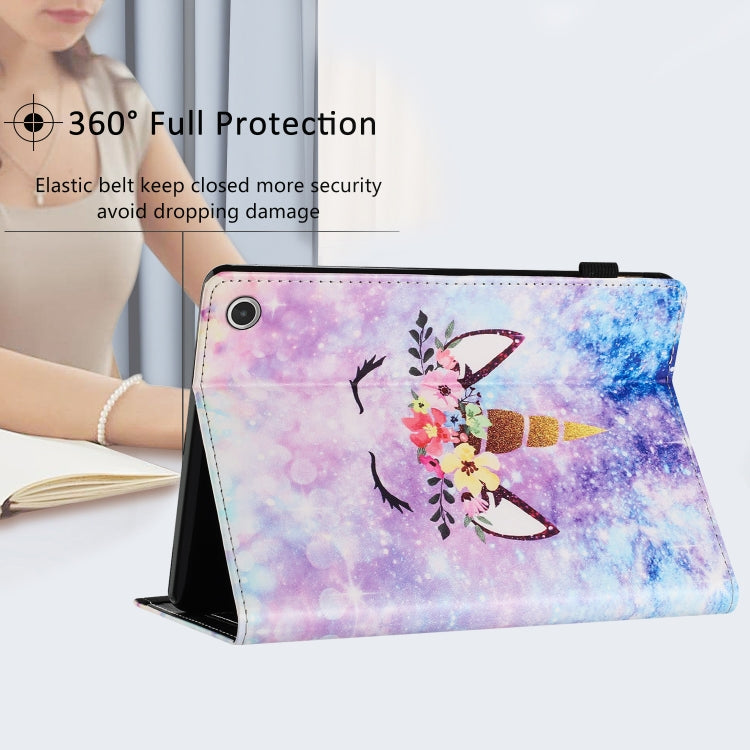 For Amazon Kindle Fire HD 10 2021 Sewing Litchi Texture Smart Leather Tablet Case(Smiling Face)