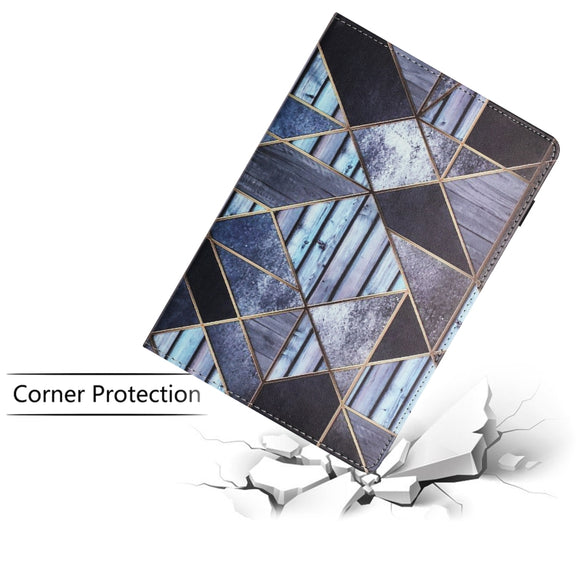 For Amazon Kindle Fire HD 10 2021 Sewing Litchi Texture Smart Leather Tablet Case(Marble)