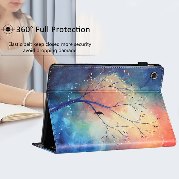 For Lenovo Tab M10 Gen 3 Sewing Litchi Texture Smart Leather Tablet Case(Oil Painting Tree)