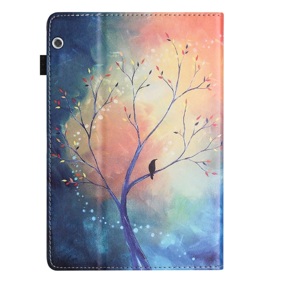 For Huawei MediaPad T5 10 Sewing Litchi Texture Smart Leather Tablet Case(Oil Painting Tree)