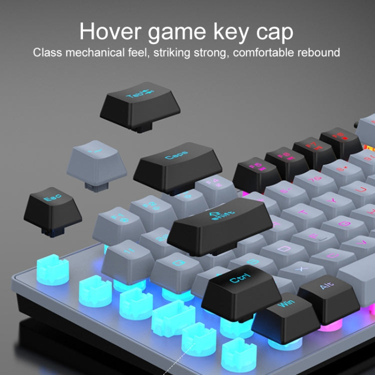 XUNFOX K10 87-Keys Rainbow Blacklit USB Wired Gaming Keyboard, Cable Length: 1.5m(Grey Black) - free shipping - PMC Jewellery - Order now!