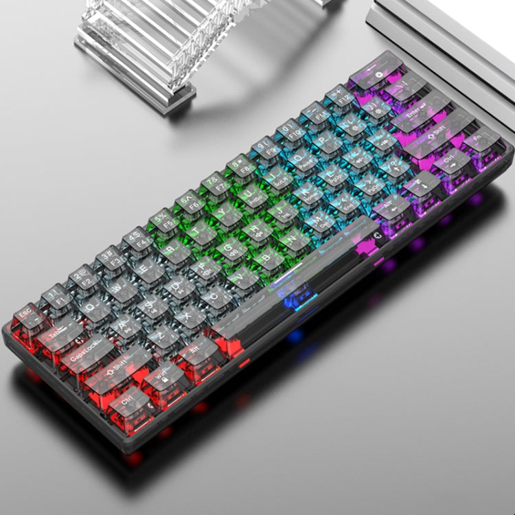 XUNFOX K30 Transparent 61-Keys Blacklit Wired Mechanical Keyboard, Cable Length: 1.5m(Black) - free shipping - PMC Jewellery - Order now!