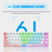 XUNFOX K30 Transparent 61-Keys Blacklit Wired Mechanical Keyboard, Cable Length: 1.5m(White)