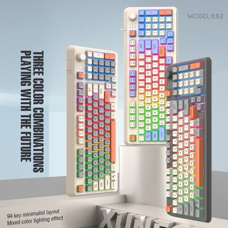XUNFOX K82 Three-colors 94-Keys Blacklit USB Wired Gaming Keyboard, Cable Length: 1.5m(Shimmer)