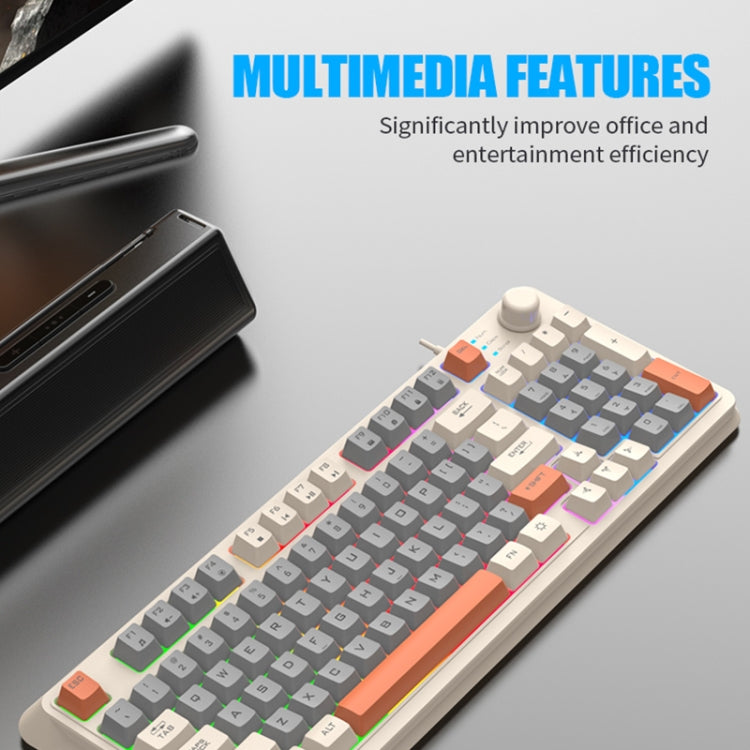 XUNFOX K82 Three-colors 94-Keys Blacklit USB Wired Gaming Keyboard, Cable Length: 1.5m(Bee)