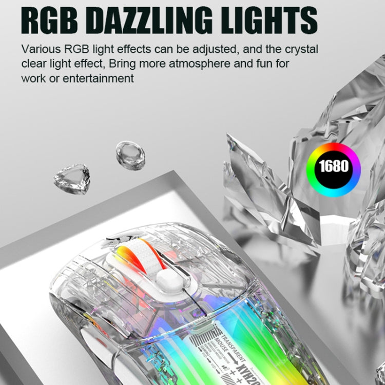 XUNFOX XYH20RGB 2.4G + BT + Wired Transparent 2400DPI RGB Light Gaming Mouse(Black)