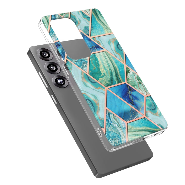 For Samsung Galaxy S25 Ultra 5G Electroplating Splicing Marble TPU Phone Case(Green) - Galaxy S25 Ultra 5G Cases by PMC Jewellery | Online Shopping South Africa | PMC Jewellery | Buy Now Pay Later Mobicred